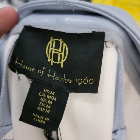 House of Harlow 1960 | High Rise Faux Leather Baby Blue Shorts - Picture 4 of 8